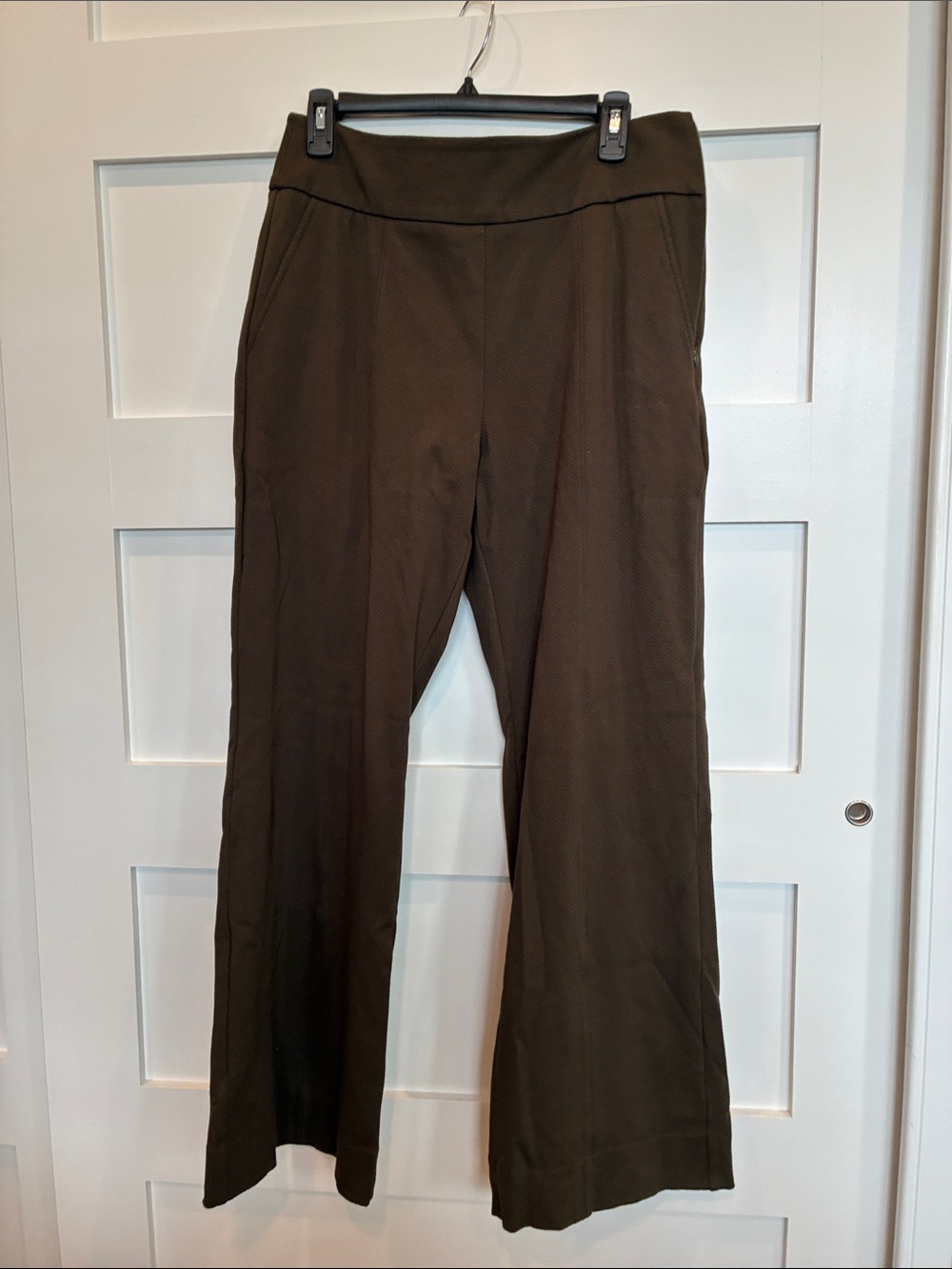 CAbi Dark Brown Wide-Leg High-Rise Pants